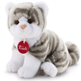 Peluche chat tigré gris 20 cm