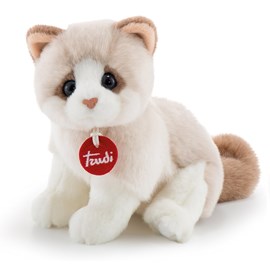 Peluche chat blanc beige 20 cm