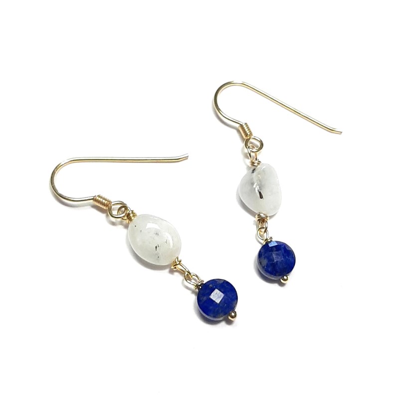 Andrea Chereau - Boucles d’oreilles pierre de lune lapis