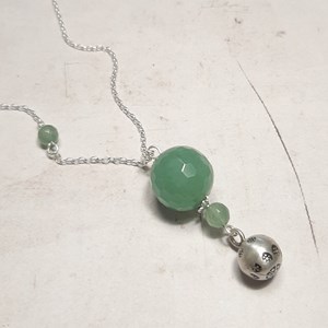Bola grossesse aventurine verte argent