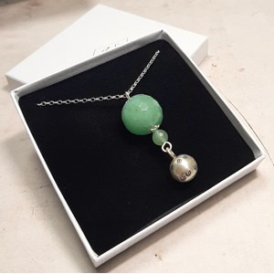Bola grossesse aventurine verte argent