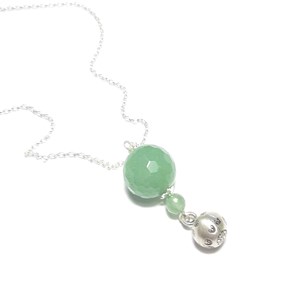 Bola grossesse aventurine verte argent