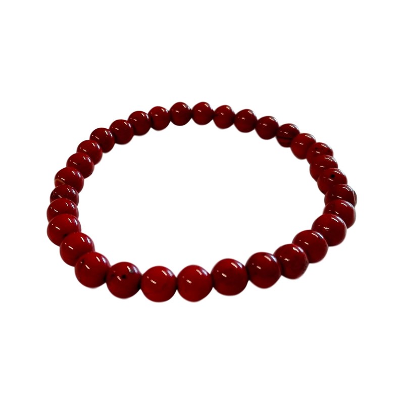 Bracelet 6 mm en jaspe rouge