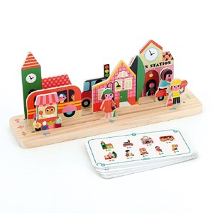 Jeu de logique en bois la ville