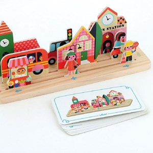 Jeu de logique en bois la ville