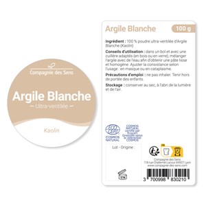Argile blanche kaolinite - poudre ultra-ventilée - 200g