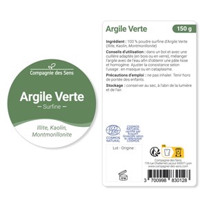 Argile verte illite - poudre surfine - 150g