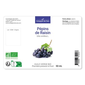 Huile de pépins de raisin bio - 100ml - fraîcheur garantie oxycert® - vierge & d