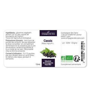 Cassis bio - 15ml (ribes nigrum) – macérat concentré de bourgeons frais 15