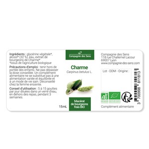 Charme bio - 15ml (carpinus betulus) – macérat concentré de bourgeons frais 15