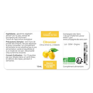 Citronnier bio - 30ml (citrus limon) – macérat concentré de bourgeons frais 30