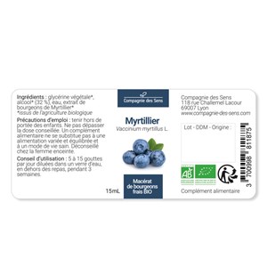 Myrtiller bio - 30ml (vaccinium myrtillus) – macérat concentré de bourgeons frai 30