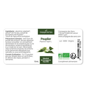 Peuplier bio - 30ml (populus nigra) – macérat concentré de bourgeons frais 30