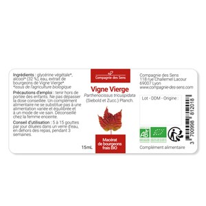 Vigne vierge bio - 30ml (parthenocissus tricuspidata) – macérat concentré de bou 30