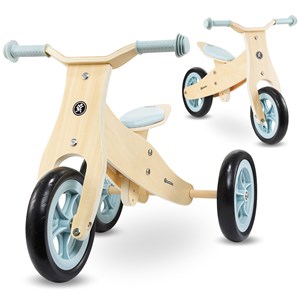 Draisienne enfant bois 2 ou 3 roues bleu