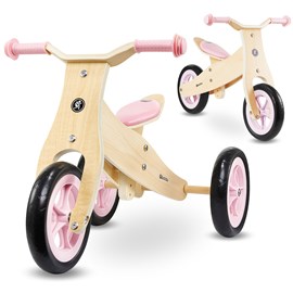 Draisienne enfant bois 2 ou 3 roues rose