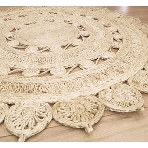 Tapis rond jute style berbère jade