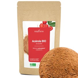 Acérola bio - 50g (en poudre) - riche en vitamine c (17,5 %)