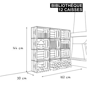 Bibliothèque en bois naturel