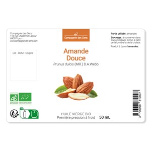 Huile d'amande douce bio - 50ml - fraîcheur garantie oxycert® - vierge & de 1??