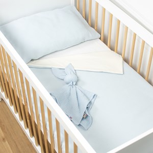 Couverture été coton nid d'abeille bleu