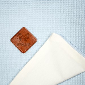 Couverture été coton nid d'abeille bleu