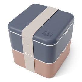 Lunch box carrée 2x850ml bleu rose