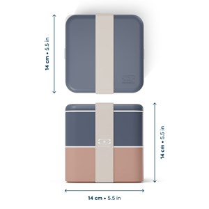 Lunch box carrée 2x850ml bleu rose