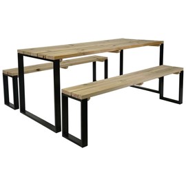 Table de jardin en bois et métal avec bancs blakea