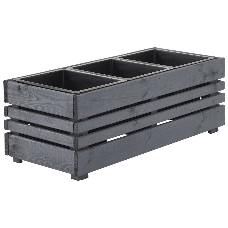 Jardinière en bois lasuré 3 bacs geteborg