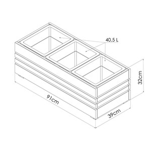 Jardinière en bois lasuré 3 bacs geteborg