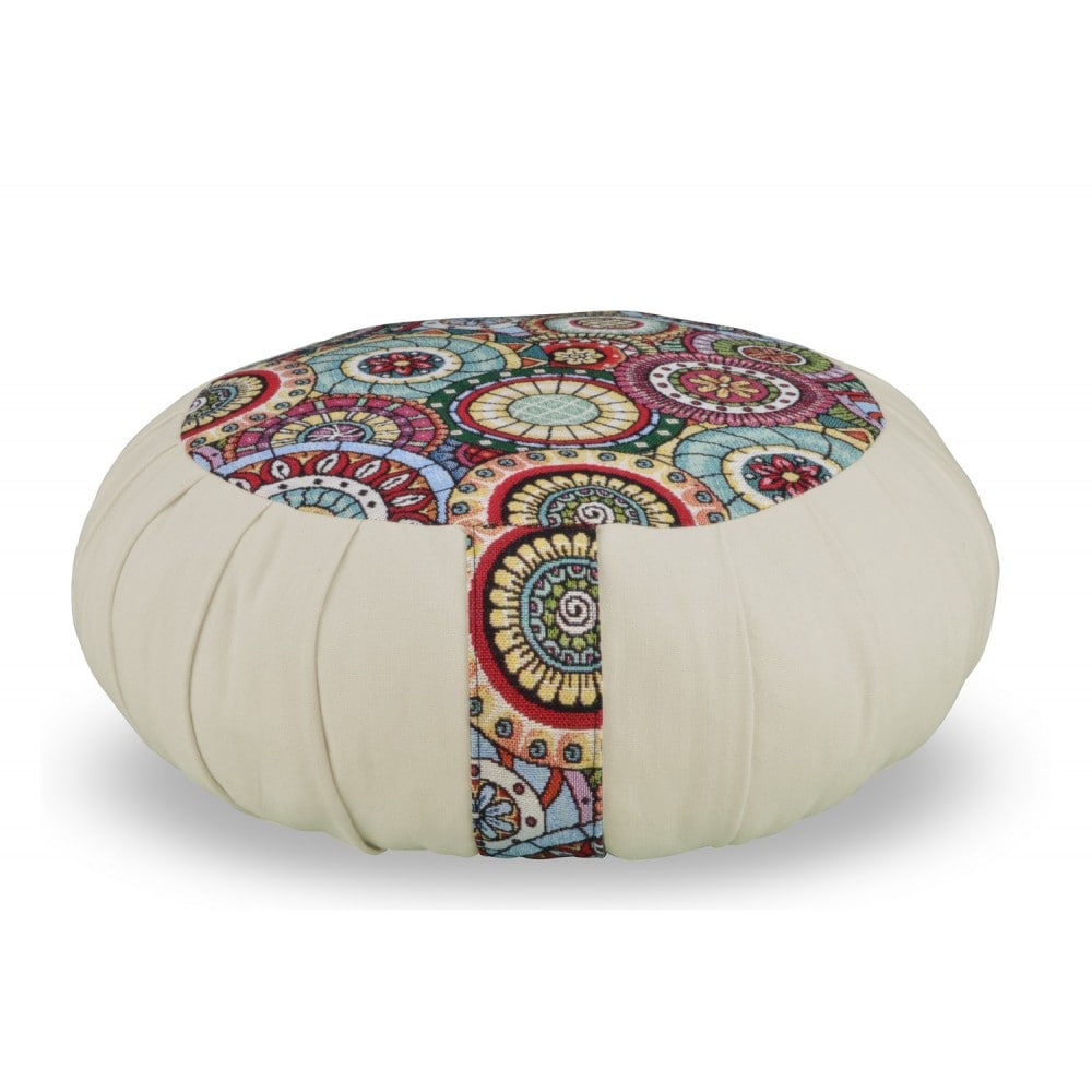 Zafu Meditation Cushion - Hemp Mandala Design