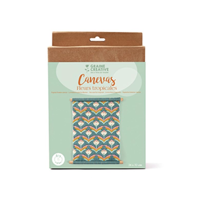 Coffret canevas fleurs tropicales