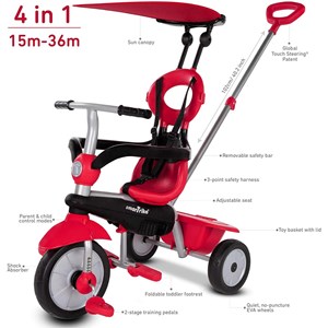 Tricycle 4 en 4 1 smartrike zoom rouge