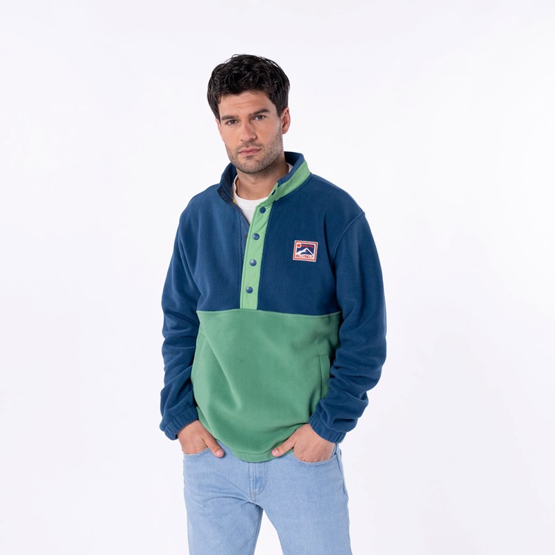 Sweat polaire marine et vert