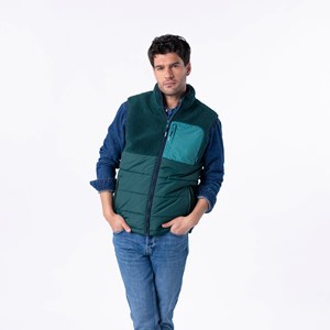 Veste bimatière sans manches vert S