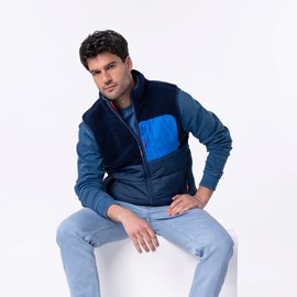 Veste bimatière sans manches marine