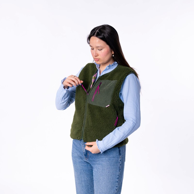 Sherpa sans manches femme kaki