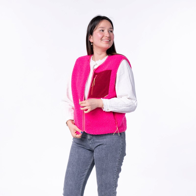 Sherpa sans manches femme rose