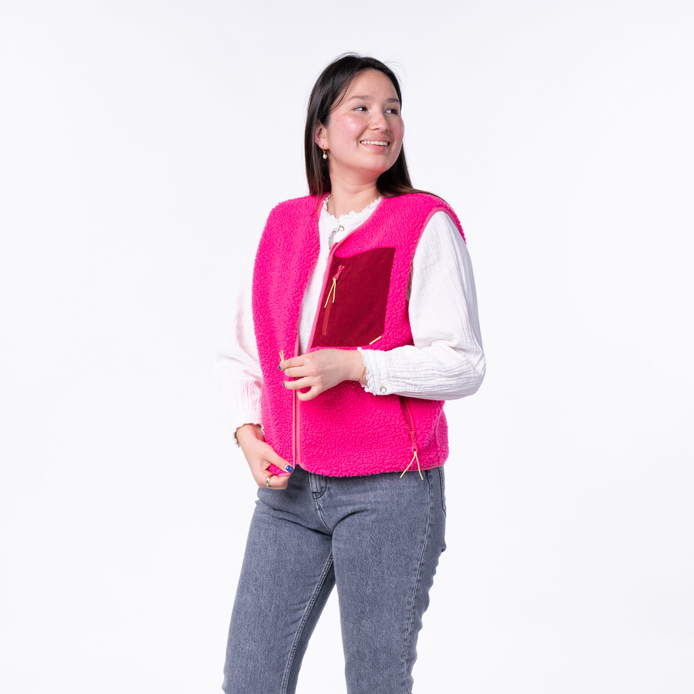 Gilet Polaire Femme Sans Manches - Col V, Boutonnage Devant - En Sherpa Doux - Idéal Pour L'automne Et L'hiver - 9