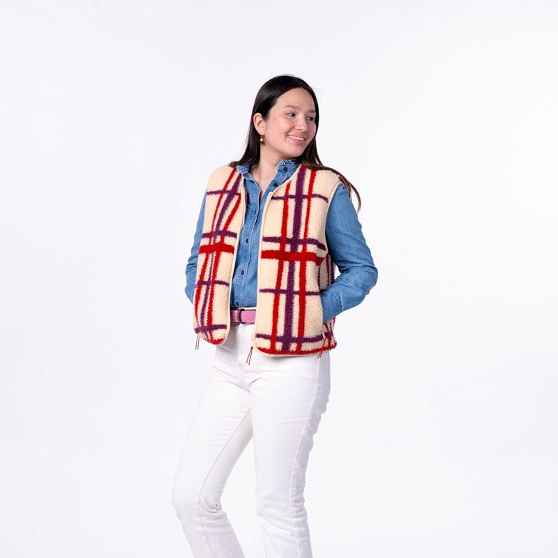 Sherpa sans manches femme carreaux