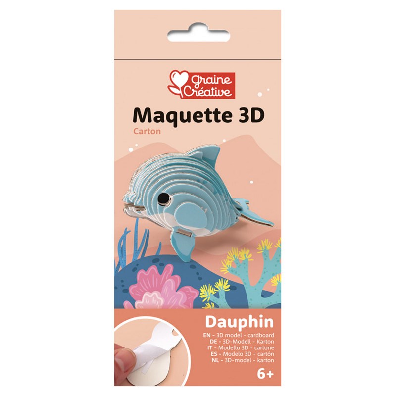 Maquette adhesive carton 3d - dauphin