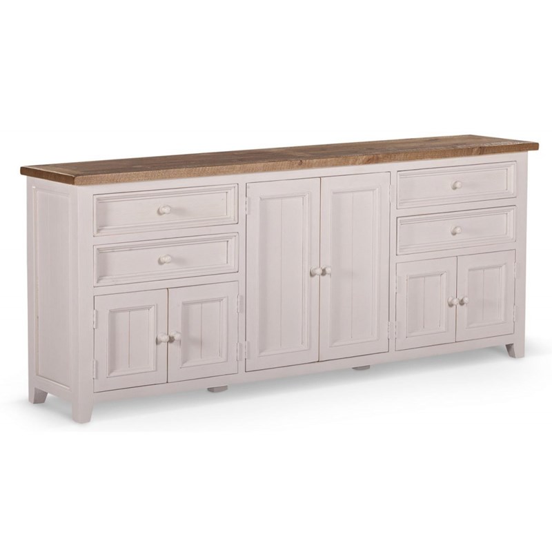 Décoration d'autrefois - Bahut 4 tiroirs bois blanc césuré 210x45