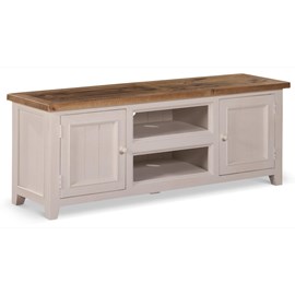 Meuble tv bas rangement bois blanc -