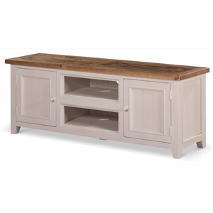 Meuble tv bas rangement bois blanc -