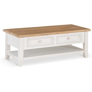 Table basse 2 tiroirs bois blanc 120x60x