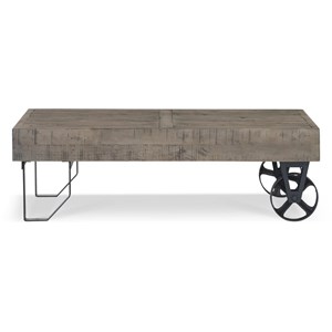Table basse roulettes bois marron -