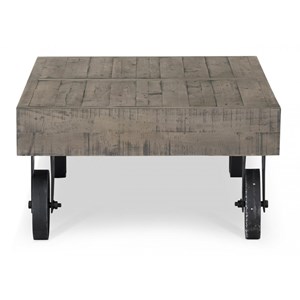 Table basse roulettes bois marron -