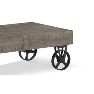 Table basse roulettes bois marron -