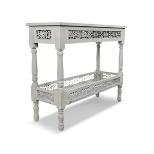 Console bois cerusé blanc 98x35x77cm -